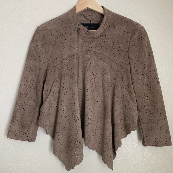 BCBGMAXAZRIA Bri Perforated Faux Suede Jacket - Picture 3 of 8
